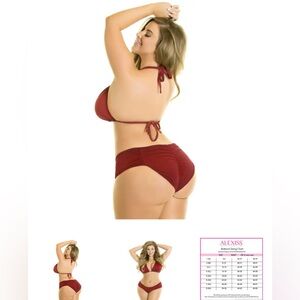 🆕 Alexiss Swim (Discontinued/RARE) Vixen Bikini Bottom, size 4 (XL) Burgundy